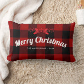 レッドクリスマスバッファロープレイドファームハウス装飾用クッション ランバークッション (ブランケット)