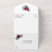 レッドクリスマスバラ金ゴールド結婚フレーム オールインワン招待状 (外側)