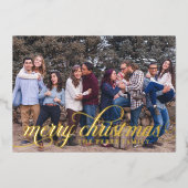 レッドクリスマスパターン シンプル フォイル スクリプト カード (正面)