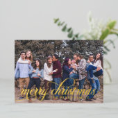 レッドクリスマスパターン シンプル フォイル スクリプト カード (立ち正面)