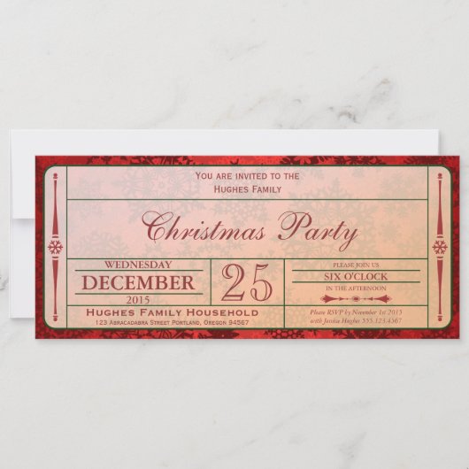 レッドクリスマスパーティの招待状 招待状 (正面)
