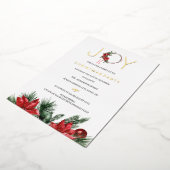 レッドクリスマスパーティージョイリーフリース 箔招待状 (回転した状態)