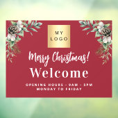 レッドクリスマスビジネスロゴ歓迎の営業時間 ウィンドウサイン (シート3)