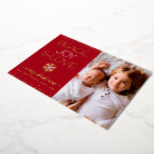 レッドクリスマスピースJoy Love写真実在金ゴールド 箔シーズンカード (回転した状態)