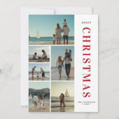 レッドクリスマスファミリービーチ写真航海の帆船 シーズンカード (正面)