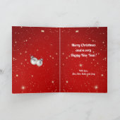 レッドクリスマスファミリーペットフォトグリーティングホリデー カード (内部)