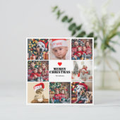 レッドクリスマスファミリー8フォトコラージホリデーカード (スタンド正面)