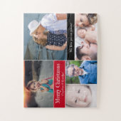 レッドクリスマスフォトコラージュ私たちはピースにあなたを愛している ジグソーパズル (縦)