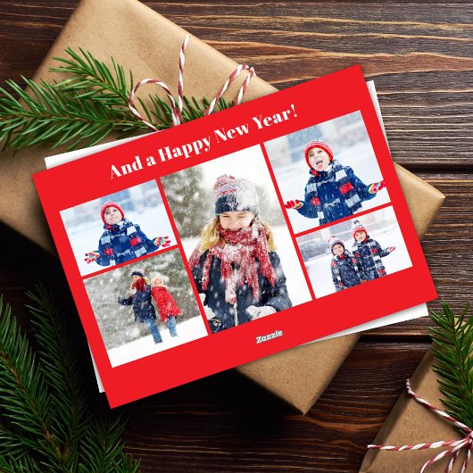 レッドクリスマスフォトコラージョイタイポグラフィ シーズンカード