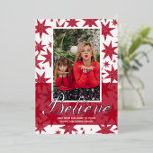 レッドクリスマスフォト信じフォイルホリデーカード 箔シーズンカード (立ち正面)