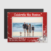 レッドクリスマスフォト磁気カード (正面/裏面)