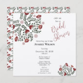 レッドクリスマスフォークアートフローラ 招待状 (正面/裏面)