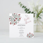 レッドクリスマスフォークアートフローラ 招待状 (スタンド正面)