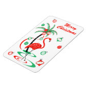 レッドクリスマスフラミンゴクリスマスポートレート マグネット (左側)