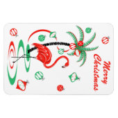 レッドクリスマスフラミンゴクリスマスポートレート マグネット (横)