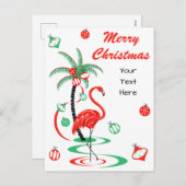 レッドクリスマスフラミンゴクリスマス文字ポートレート シーズンポストカード (正面/裏面)