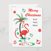 レッドクリスマスフラミンゴクリスマス文字ポートレート シーズンポストカード (正面/裏面)