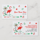 レッドクリスマスフラミンゴバウブルズの名刺 名刺 (正面/裏面)