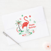 レッドクリスマスフラミンゴバウブルズホリデーズラウンド ラウンドシール (封筒)