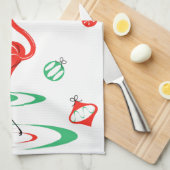 レッドクリスマスフラミンゴホリデーズキッチンタオル キッチンタオル (四つ折り)