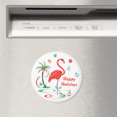 レッドクリスマスフラミンゴホリデーズマグネットラウンド マグネット (インサイチュ (食洗機))