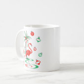 レッドクリスマスフラミンゴボードブルズポートレートマグカップ コーヒーマグカップ (正面左)
