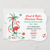 レッドクリスマスフラミンゴボーブルズパーティーブラケット 招待状 (裏面)