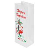 レッドクリスマスフラミンゴメリークリスマスワイン ワインギフトバッグ (裏面アングル)
