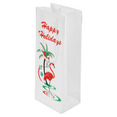 レッドクリスマスフラミンゴメリークリスマスワイン ワインギフトバッグ (正面アングル)