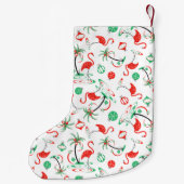 レッドクリスマスフラミンゴ数々のストッキング両面 スモールクリスマスストッキング (裏面)