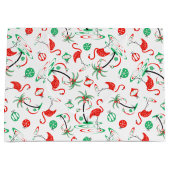 レッドクリスマスフラミンゴ数々の抱き枕大 ラージペーパーバッグ (正面)