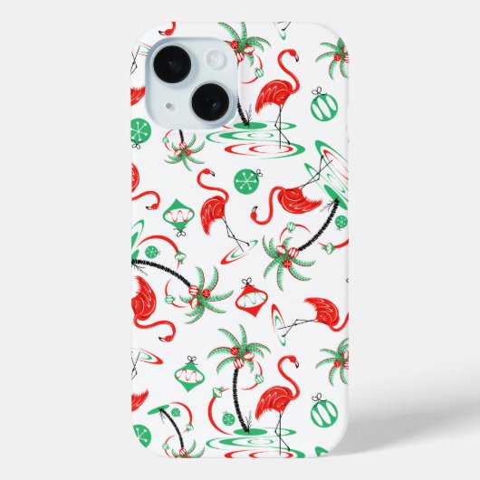 レッドクリスマスフラミンゴ数々のiPhone Case-Mate iPhoneケース (裏面)