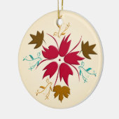 レッドクリスマスフラワーオーナメント セラミックオーナメント (左)