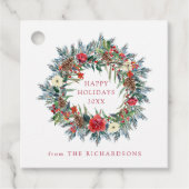 レッドクリスマスベリーとパインリースクラフト フェイバータグ (正面)