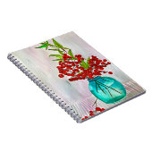 レッドクリスマスベリーの水の色のアー素晴らしト ノートブック (右側)