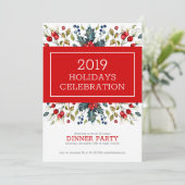 レッドクリスマスベリーズホリデーディナー招待状 シーズンカード (スタンド正面)