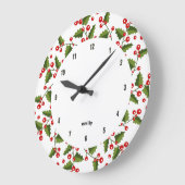 レッドクリスマスベリーリース ラージ壁時計 (傾斜)