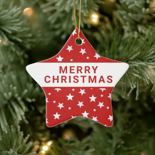 レッドクリスマスホリデーにホワイトスターズ セラミックオーナメント (ツリー)