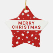 レッドクリスマスホリデーにホワイトスターズ セラミックオーナメント (正面)