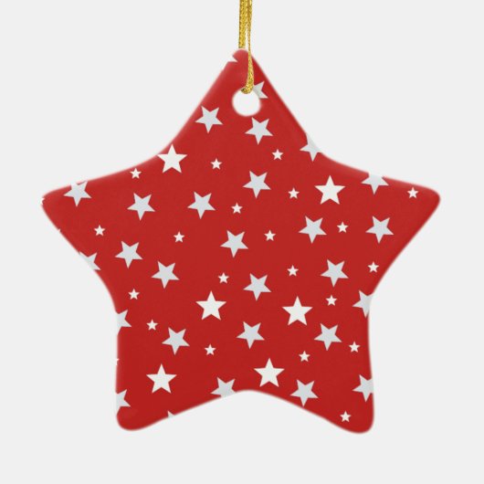 レッドクリスマスホリデーにホワイトスターズ セラミックオーナメント (裏面)