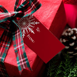 レッドクリスマスホリデーに白いスノーフレーク ギフトタグ