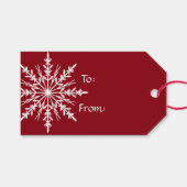 レッドクリスマスホリデーに白いスノーフレーク ギフトタグ (正面(横))