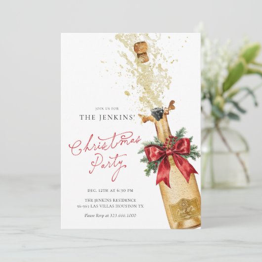 レッドクリスマスホリデーカクテルパーティの招待状 招待状 (スタンド正面)