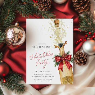 レッドクリスマスホリデーカクテルパーティの招待状 招待状