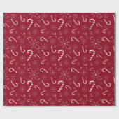 レッドクリスマスホリデーキャンディケーンスノーフレークモダン ラッピングペーパー (フラット)