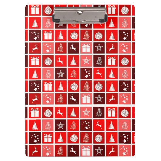 レッドクリスマスホリデーキュートツリートナカイ クリップボード (正面)