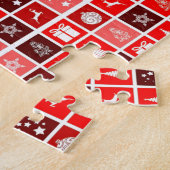 レッドクリスマスホリデーキュートツリートナカイ ジグソーパズル (側面)