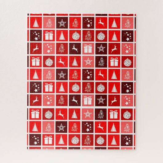 レッドクリスマスホリデーキュートツリートナカイ ジグソーパズル (縦)