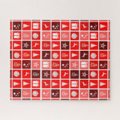 レッドクリスマスホリデーキュートツリートナカイ ジグソーパズル (横)