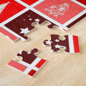 レッドクリスマスホリデーキュートツリートナカイ ジグソーパズル (側面)